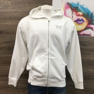 PXG Mens Full Zip Hoodie White Cotton Long Sleeve Logo Athleisure XL